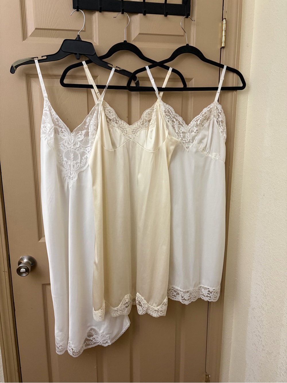 3 Lace-Trim Silky Slip Chemise - dresses in Ivory/white
